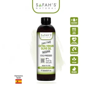 Prensa en frío natural Safah's 100% PURA OLIVA VIRGEN EXTRA (250 ML-100 ML) vendedor del Reino Unido - Imagen 1 de 3