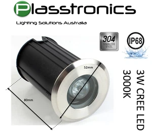 10X 3W 12V AC/DC LED full 304 SS IP68 underground lights 52 mm - Picture 1 of 6