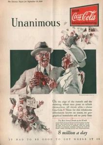 1928 Vintage Coca-Cola Unanimous Beverage Soda Print Ad - Picture 1 of 1