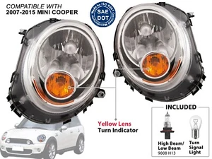 For Headlight Yellow Turn Indicator Design 2007-2015 Mini Cooper Left Right PAIR - Picture 1 of 10