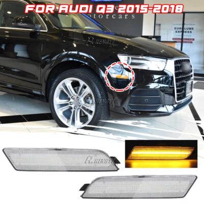 2 прозрачные светодиодные желтые габаритные огни для переднего бампера Audi Q3 2015-2018 годов выпуска - Изображение 1 из 4