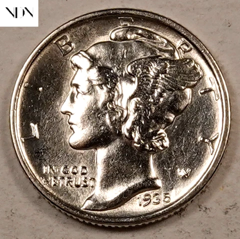 1935 Mercury Dime - Choice BU FSB - 90% Silver #D203 Cover