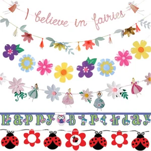 GUIRNALDA DE BANDERINES NIÑA Banner Artesanía Bebé Niños Fiesta de Cumpleaños Accesorio Decoración - Imagen 1 de 87