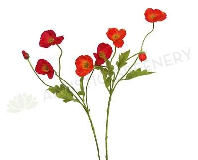 NEW Artificial Flowers/Plants F0111 Poppy Spray 60cm Red - image 1 of 2