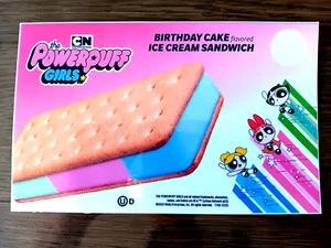 Power Puff Geburtstag Kuchen Sandwich Aufkleber 8" x 5" - Bild 1 von 2