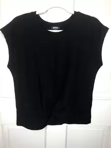 Woman's Buffalo by David Britton Black Ribbed Short Sleeve Twist Waist Top Sz S - Picture 1 of 6