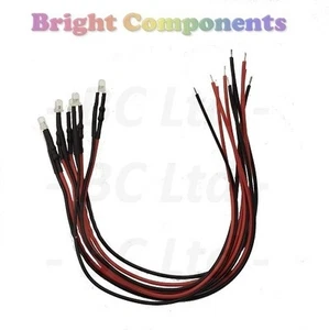 5 x vorverdrahtete warmweiße LED 3mm diffus: 9V ~ 12V: 1.KLASSE POST - Bild 1 von 1