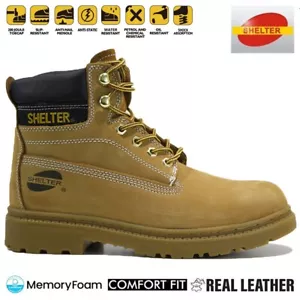 HERREN LEDER SICHERHEIT STAHLKAPPE BREITE PASSFORM WALKING ARBEIT STIEFELETTEN SCHUHE GRÖSSE - Bild 1 von 26