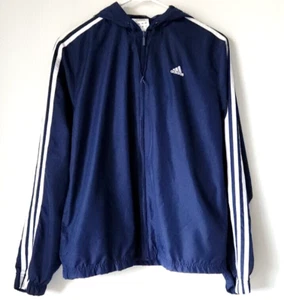 Adidas Jacket Lined Full Zip Up Windbreaker Navy Blue Boys M Medium - Picture 1 of 6