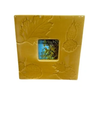 Square Ceramic Orange Yellow Leaf Picture Frame - Image 1 of 4