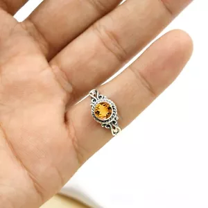 Anillo natural citrino real anillo de plata esterlina 925 piedras preciosas anillo boho para mujer - Imagen 1 de 4