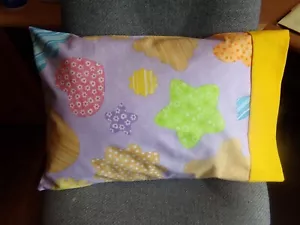 TRAVEL SIZE PILLOWCASE 2 SIDED COOKIE CUT OUT PATTERN/ YELLOW CUFF 14X20 #7925 - Picture 1 of 5