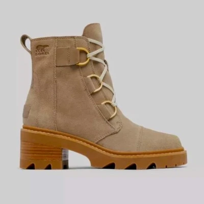 Sorel Size 8 Joan Now Lace Boot Omega Taupe Suede Platform Waterproof - Image 1 of 4