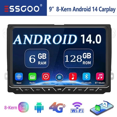 8 Core 128GB Autoradio Android 14 Carplay GPS Für VW GOLF 5 6 Touran Tiguan Polo - Bild 1 von 4