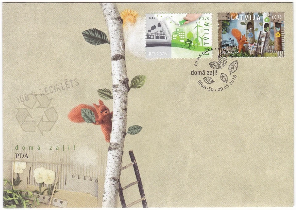 Latvia FDC 2016, Europa C.E.P.T. 2016 Think Green, mint - Image 1 of 1