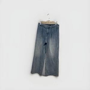 Express Damenjeans Plissee Wide Leg Flare Super High Rise Rinse Gr. 10 70’s - Bild 1 von 13