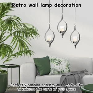 Stable Wall Mount Candle Holder Set Metal Wall Candle Sconce Holder for ClAtk - Picture 1 of 11