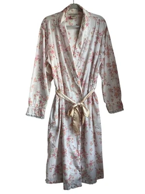 VTG Laura Ashley  Large Floral Cotton Long Wrap Robe Lounge Cottagecore - Image 1 of 4