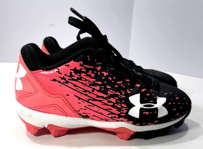 Botines de softbol Under Armour Girls RM Leadoff negros y rosas talla 13K Foto 1 de 4