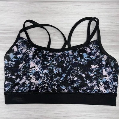 GAIAM 黑色蓝色丁香薰衣草海军蓝 Geo 几何绑带运动文胸 尺寸 S — 第 1/4 张图片