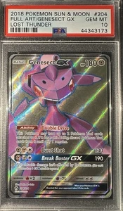 2018 GENESECT GX FULL ART #204 POKEMON SUN & MOON LOST THUNDER FULL ART/PSA 10 - Picture 1 of 3
