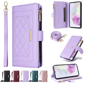 For Samsung A56 A36 A16 A55 A35 A25 Crossbody Zip Wallet Card Case Leather Cover - Picture 1 of 17