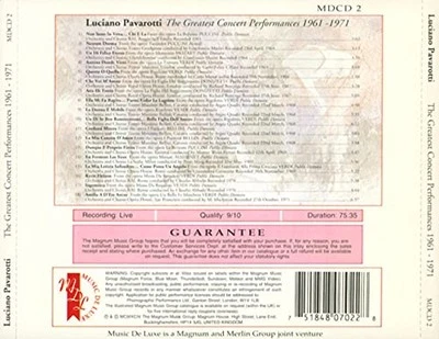 Pavarotti Luciano - Greatest Concert Performances - Pavarotti Luciano CD D1VG - Bild 1 von 2