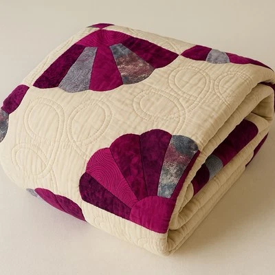 复古 20 世纪 70 年代手工国王风扇被子 – 105 英寸 x 100 英寸 — 第 1/4 张图片