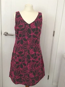White Stuff Knee Length Cotton Shift Dress Grey With Pink Embroidery Size 10 - Picture 1 of 5