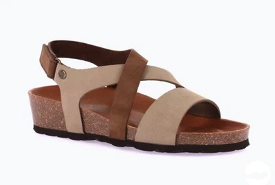 GRUNLAND SB0073 Sandali Donna in Nabuk Strappo color BEIGE/TESTA di MORO - Immagine 1 di 4