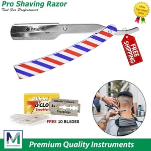 Maquinilla de afeitar profesional de peluquero borde recto maquinillas de afeitar plegables + 10 hojas - Imagen 1 de 3