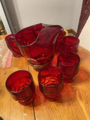Viking Pitcher and 8 Glasses - Image 1 of 4