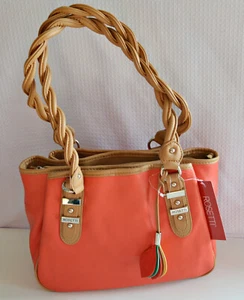 Rosetti Harriet Braided Double Handle Tote Satchel Bag- Chili Pepper $75 NWT - Picture 1 of 7