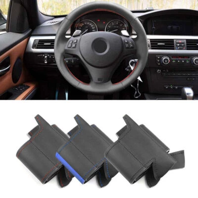 DIY For BMW M Sport E90 320i 325i E87 X1 E84 M3 E90 Steering Wheel Leather Cover - Image 1 of 4