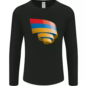 Curled Armenia Flag Armenian Day Football Mens Long Sleeve T-Shirt - Picture 1 of 15