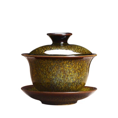 Tazón de puré de porcelana cambio de horno Gaiwan con tapa posavasos platillo chino nuevo Foto 1 de 4