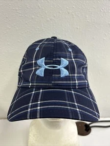 Under Armour Golf Hat Cap Blue Gray Plaid L/XL Fitted - Picture 1 of 9