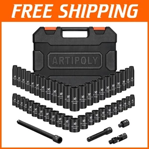 Durable CR-V Steel 3/8in Socket Set - Deep, Shallow & Extensions Included - Picture 1 of 10