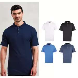 Premier Men's Stud Polo Shirt (PR610) - Adults Casual Wear Collared T-Shirt - Picture 1 of 11