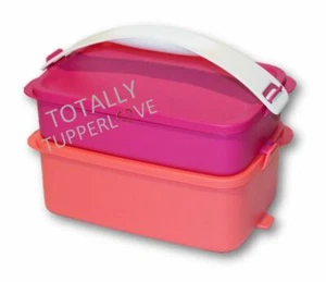Juego de 2 paquetes de almuerzo Tupperware para llevar clic para ir con mango rosa y naranja coral - Imagen 1 de 2