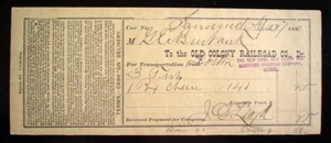 1893's FREIGHT RECEIPT, THE OLD COLONY RAILROAD CO. DR. *** REÇU DE 1893 - Picture 1 of 4