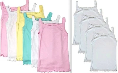 Popular Girl's 4 Pack Soft Cotton Cami Spaghetti Strap Tank Tops Undershirts - Image 1 of 4