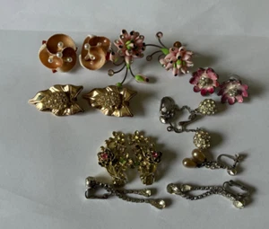 vintage earring lot for craft or repair mixed backings unbranded - Picture 1 of 6