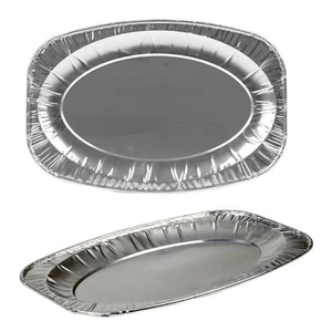Vassoio piatto ovale alluminio servizio foil cibo panino buffet usa e getta festa - Foto 1 di 3