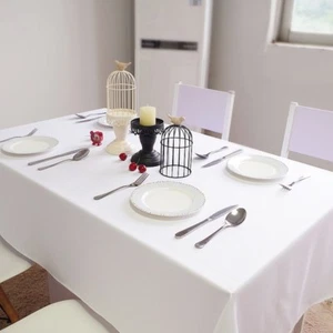 Wedding MJS Table Cloths Rectangle Square Thick Table Cover White Napkin - Picture 1 of 12