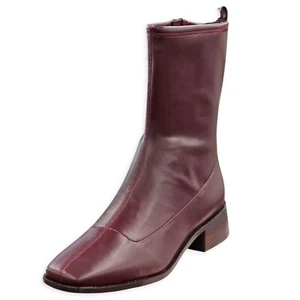 Sam Edelman Tierney Boredeaux Square Toe Side Zipper Mid Calf Ankle Fashion Boot - Picture 1 of 1
