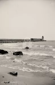 Light house Charlevoix MI Michigan c1890s RPPC Photo Postcard COPY - Picture 1 of 2