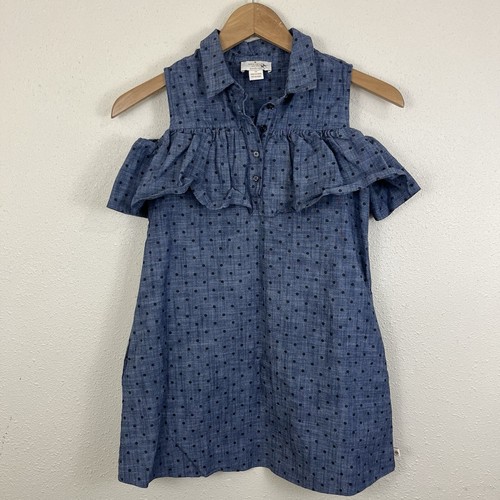 Abito Kate Spade con volant spalle fredde chambray a pois bambina taglia 10