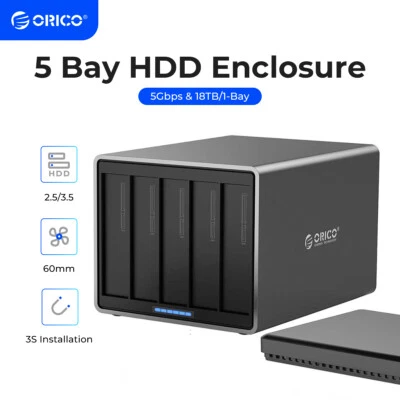 ORICO5 Bay Dockingstation 80TB USB 3.0  3,5" Festplattengehäuse HDD Gehäuse DHL - Bild 1 von 4