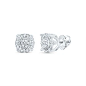 Mode-Cluster-Ohrringe 10 kt Weißgold Damen rund Diamant 1/8 kt - Bild 1 von 1
